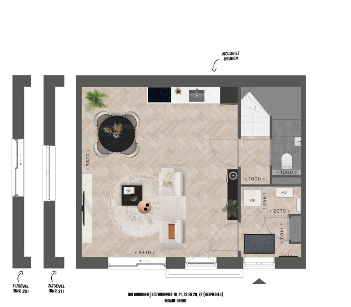 Dirkzwager fase 2A - SUCCESVOL UITVERKOCHT, HOFWONINGEN 2 en 3 - LAAGS, bouwnummer: 23, Schiedam